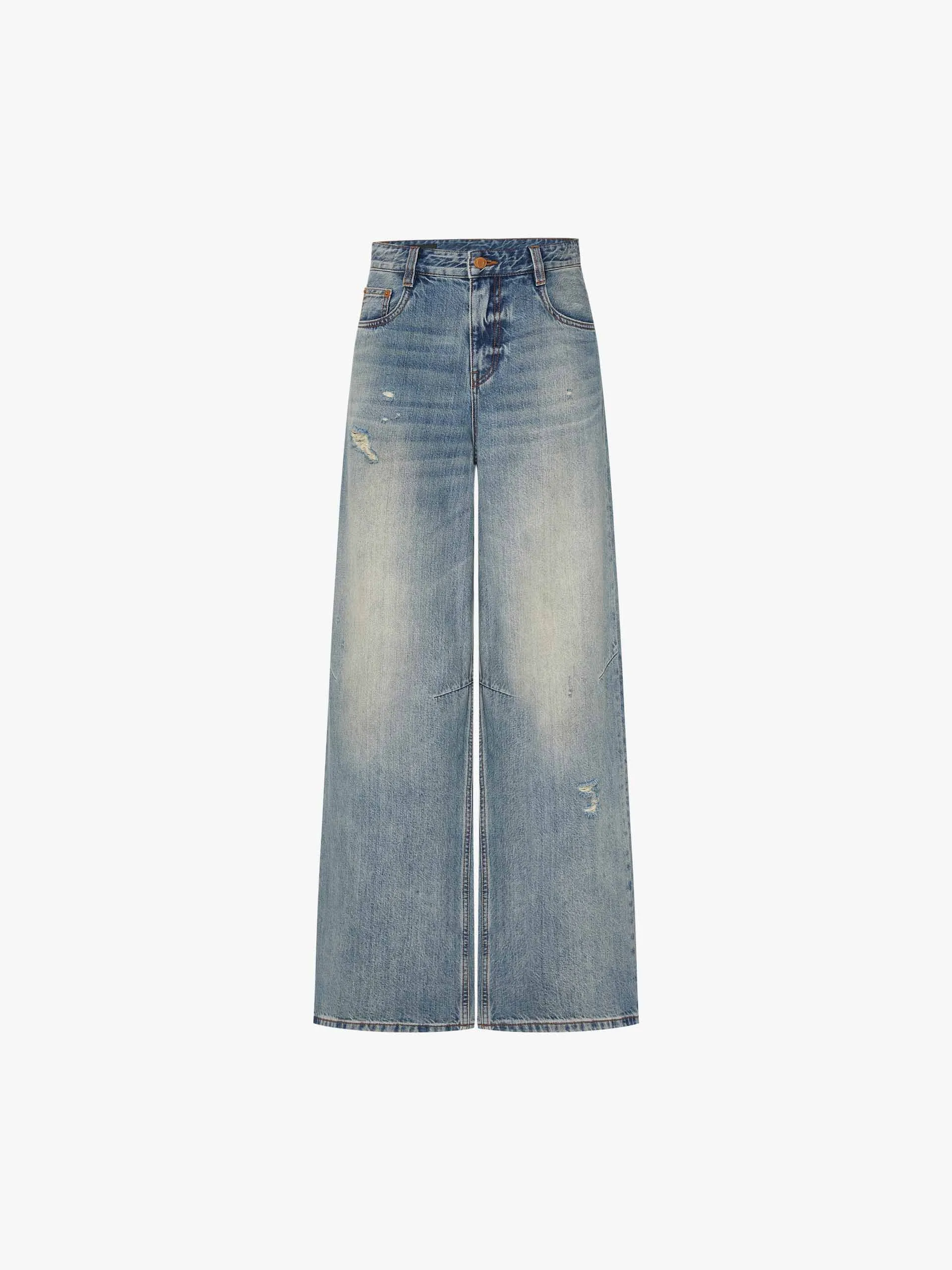 Wide Leg Blue Denim Jeans