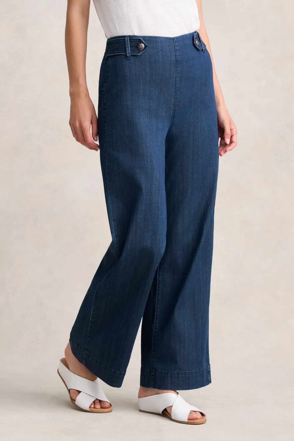 Wide Leg Jeans - Mid Blue Denim