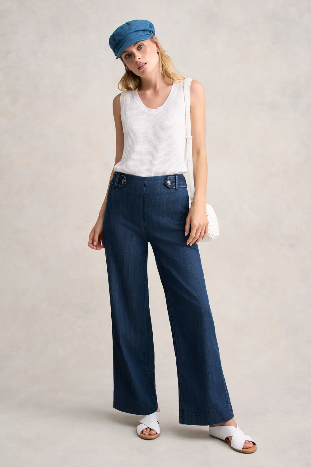 Wide Leg Jeans - Mid Blue Denim