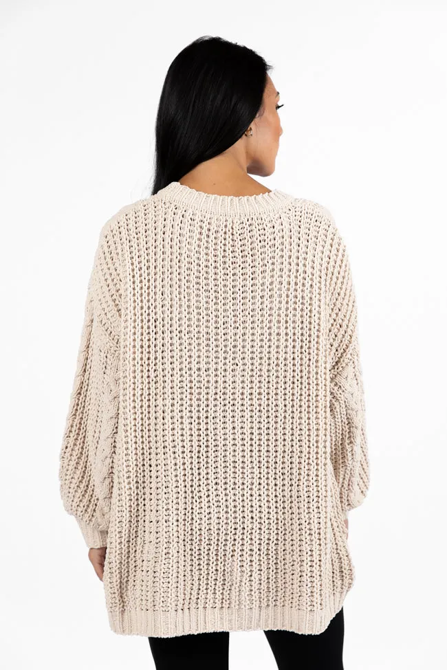 Wide Open Spaces Beige Chenille Cable Knit Oversized Sweater FINAL SALE