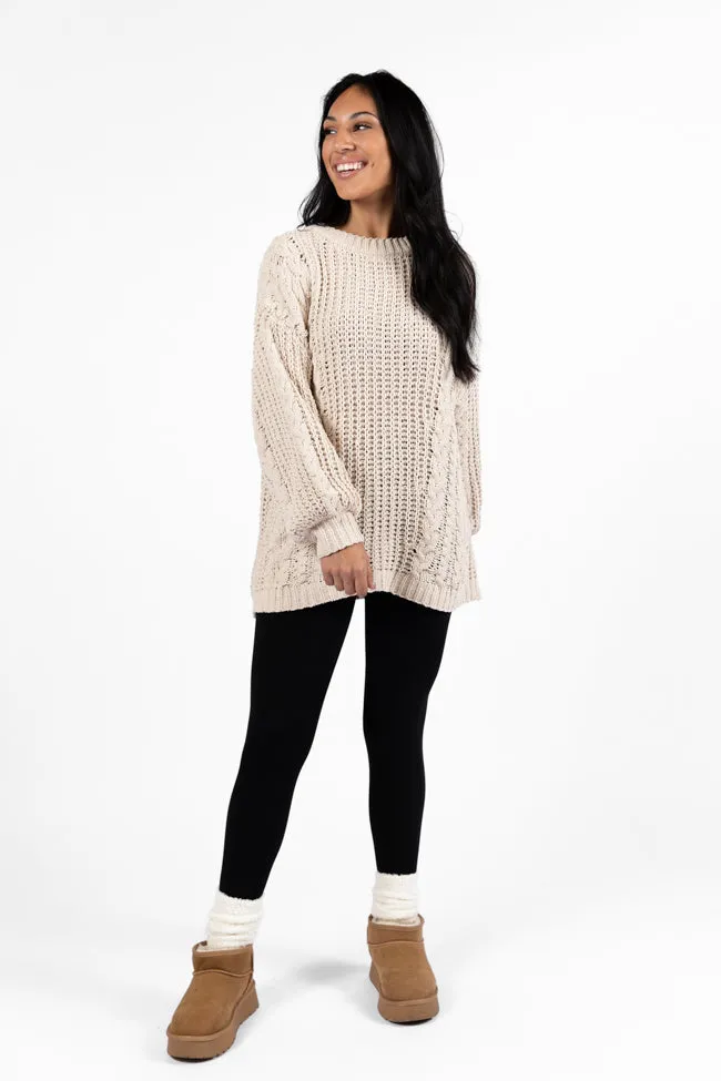 Wide Open Spaces Beige Chenille Cable Knit Oversized Sweater FINAL SALE