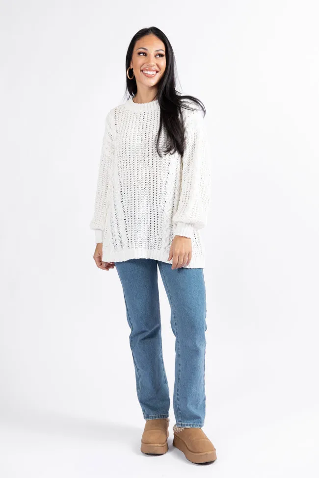 Wide Open Spaces Ivory Oversized Chenille Crew Neck Sweater FINAL SALE