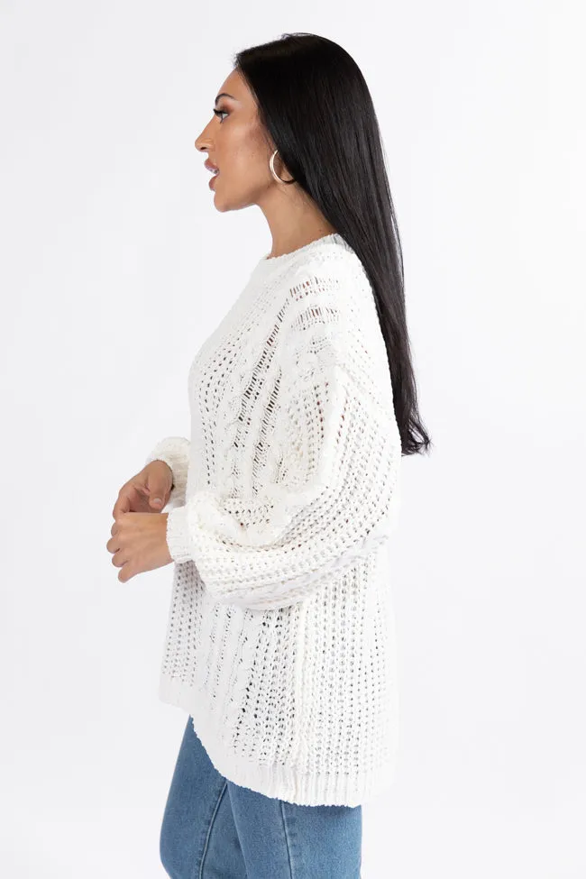 Wide Open Spaces Ivory Oversized Chenille Crew Neck Sweater FINAL SALE