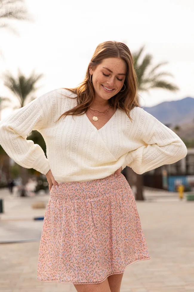 With Love Ivory Wrap Pointelle Sweater FINAL SALE