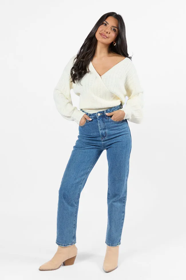 With Love Ivory Wrap Pointelle Sweater FINAL SALE