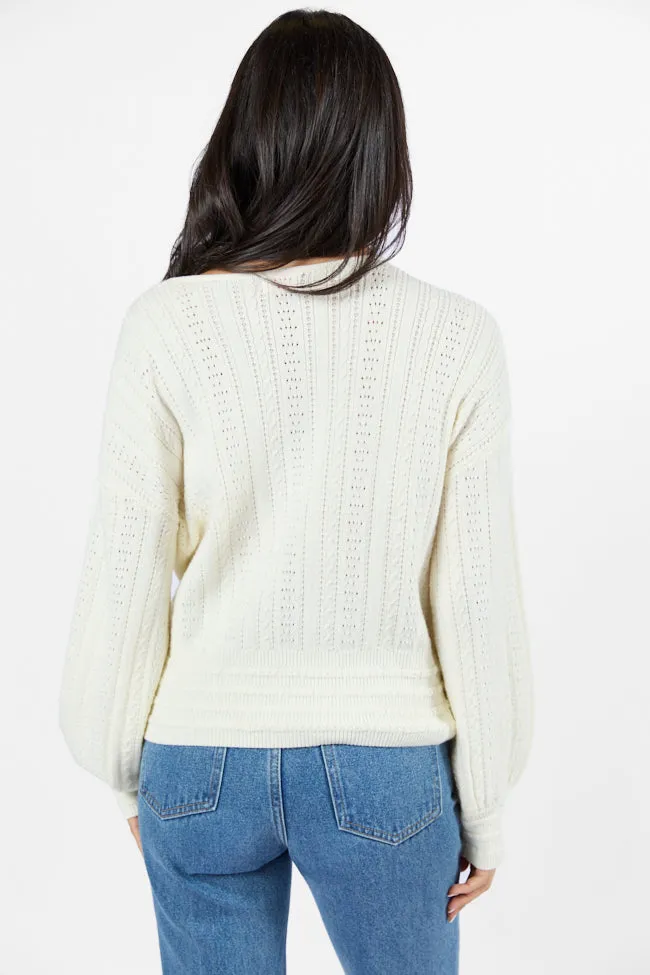 With Love Ivory Wrap Pointelle Sweater FINAL SALE