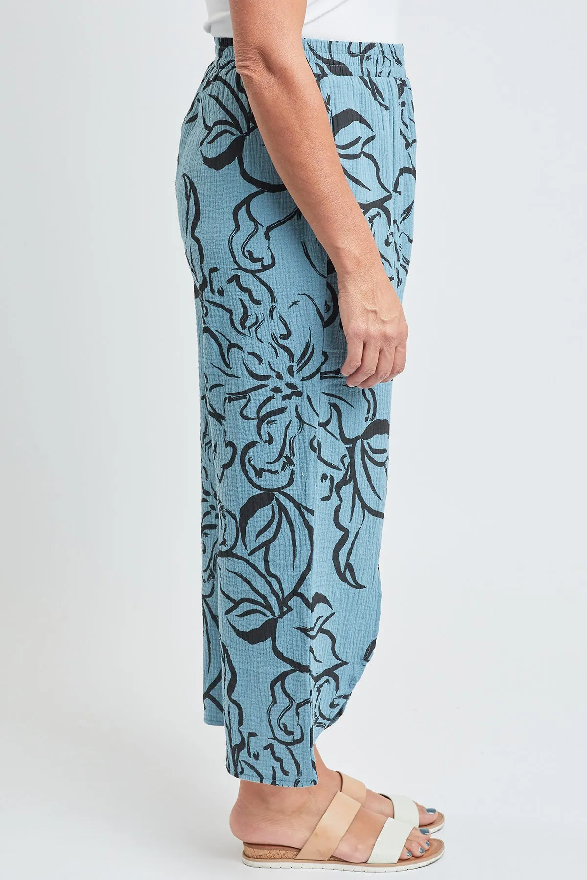 Women’s Double Gauze Front Split Wide Leg Pants
