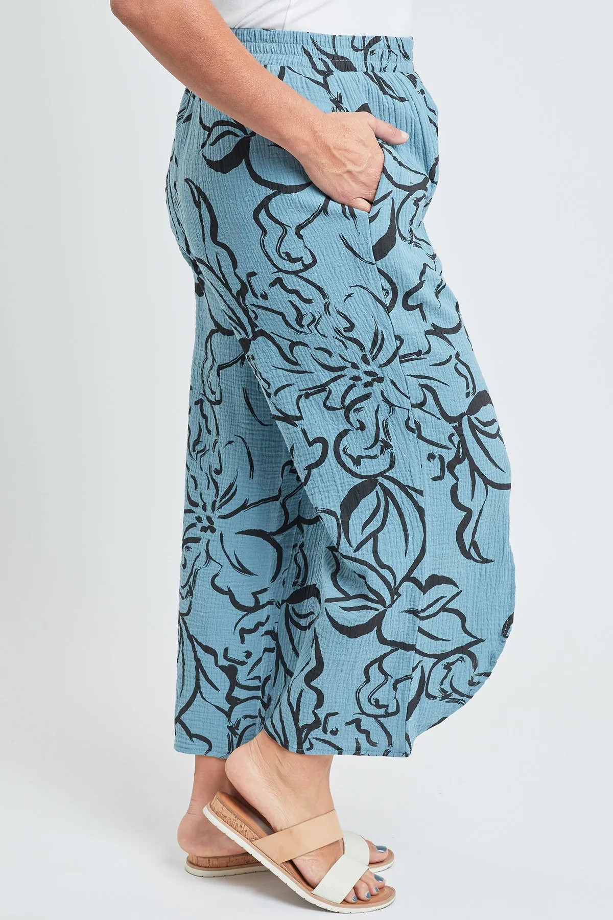Women’s Double Gauze Front Split Wide Leg Pants