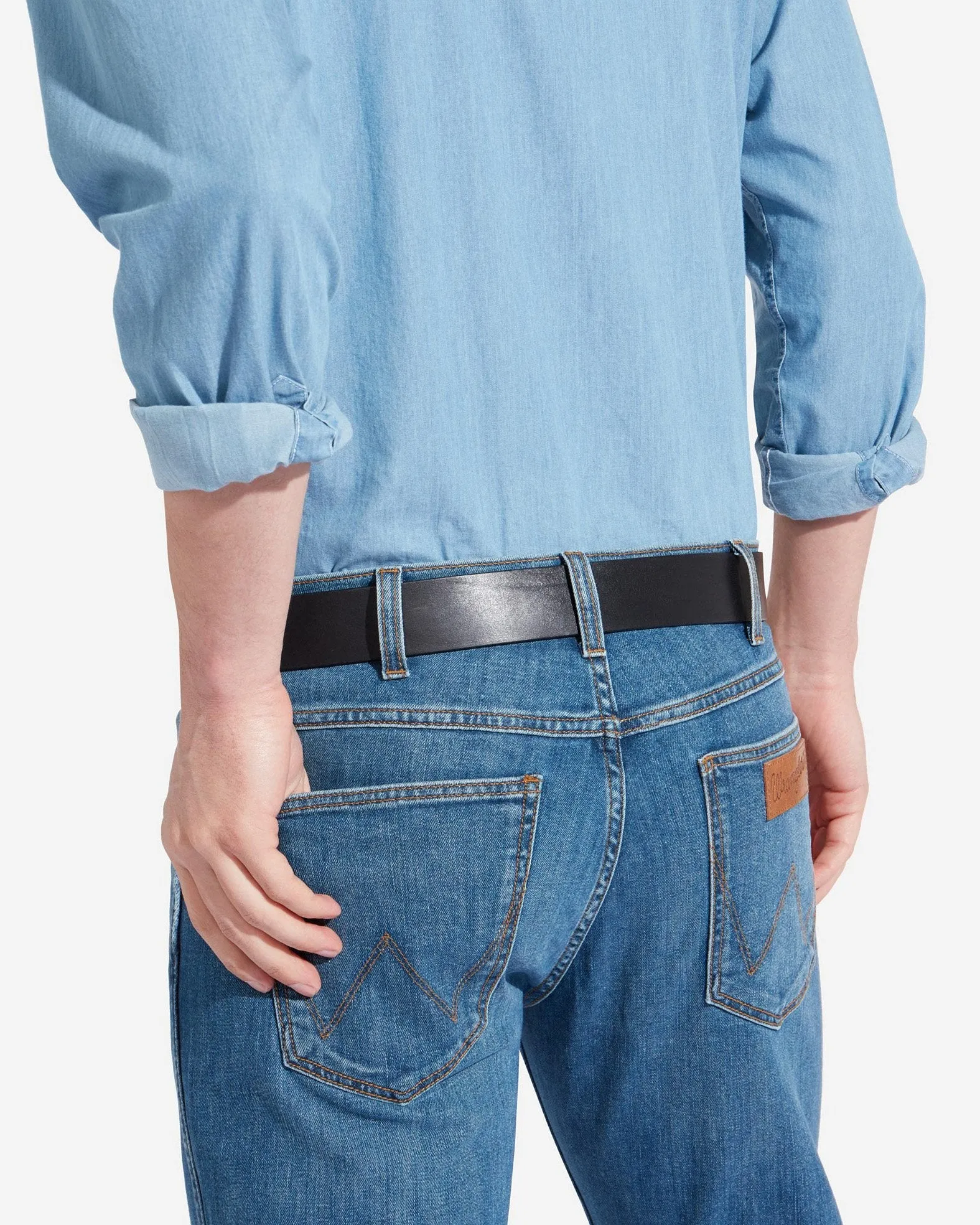 Wrangler Kabel Buckle Leather Belt - Black