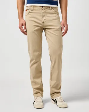 Wrangler Texas Stretch Authentic Straight Cotton Dobby Trousers - Timberwolf