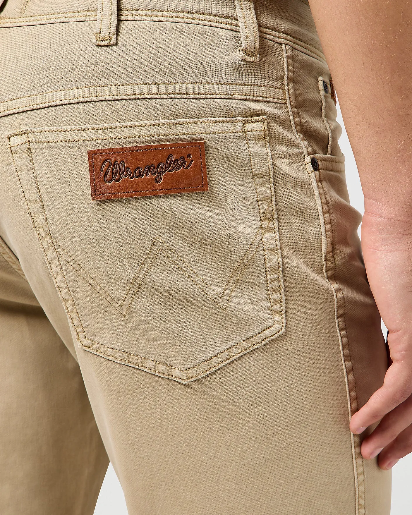 Wrangler Texas Stretch Authentic Straight Cotton Dobby Trousers - Timberwolf