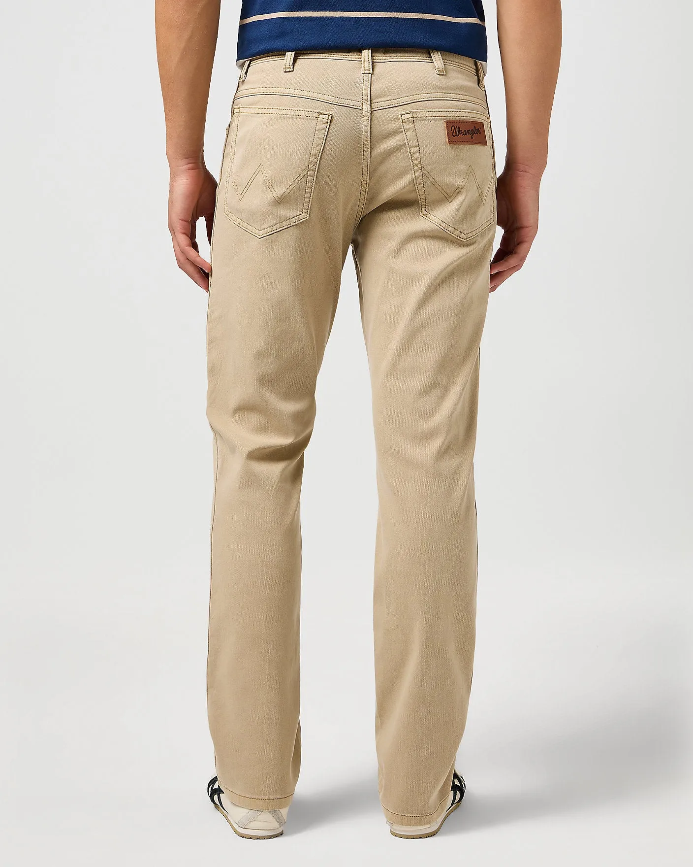 Wrangler Texas Stretch Authentic Straight Cotton Dobby Trousers - Timberwolf
