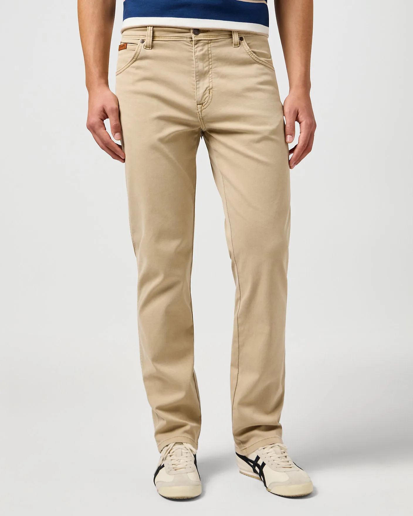 Wrangler Texas Stretch Authentic Straight Cotton Dobby Trousers - Timberwolf