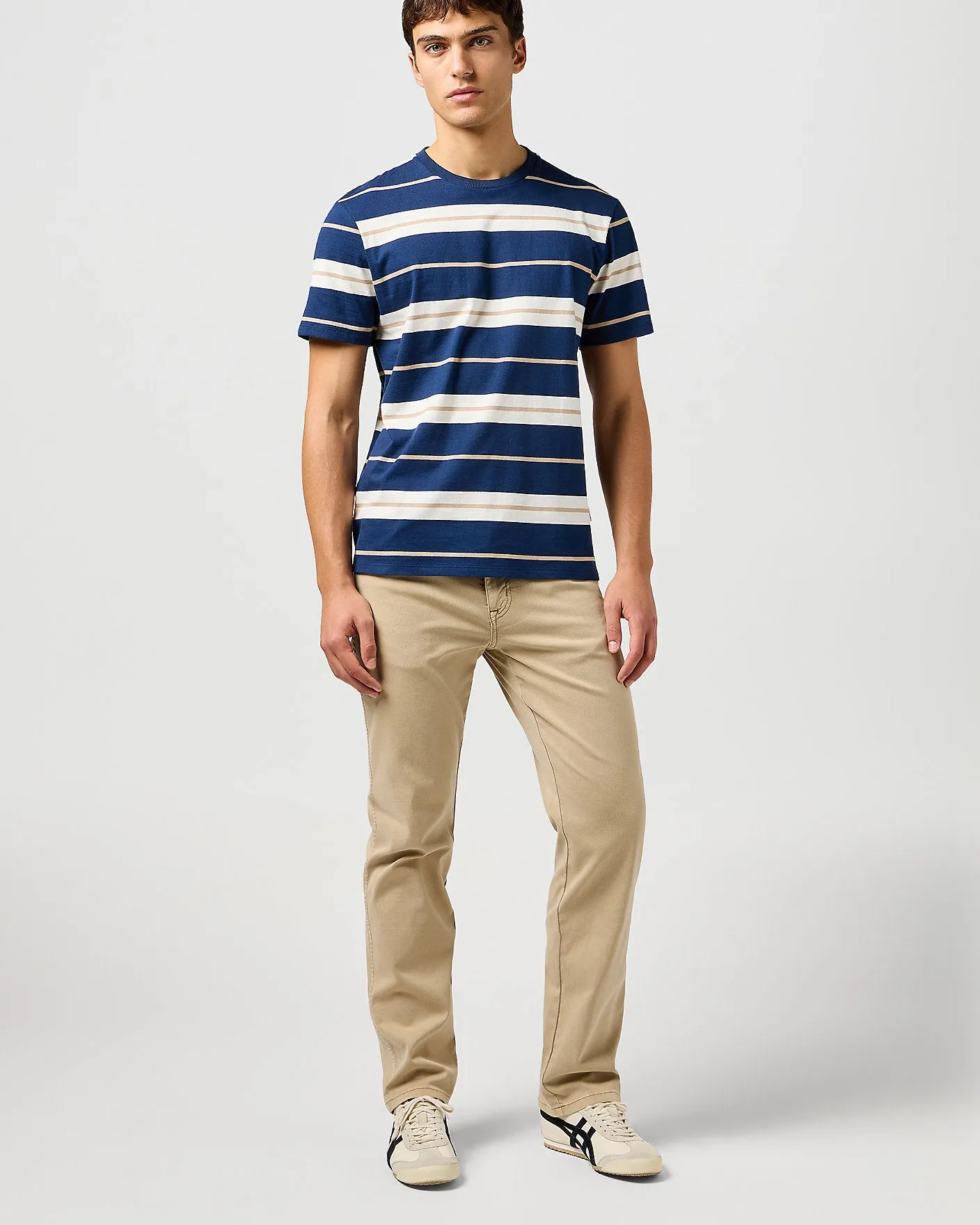 Wrangler Texas Stretch Authentic Straight Cotton Dobby Trousers - Timberwolf