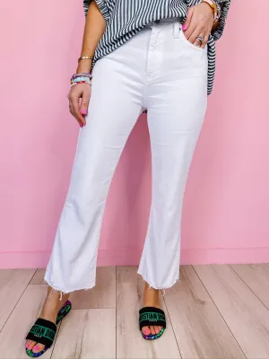 WREN VINTAGE CROP FLARE JEAN - WHITE