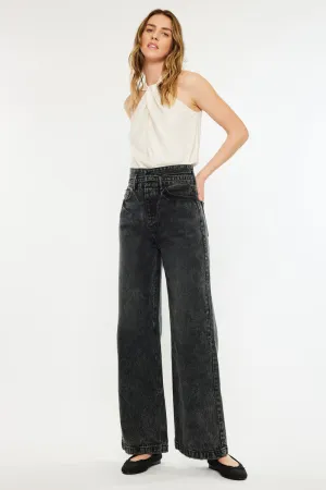 Zinc Ultra High Rise Belted 90's Wide Leg Jeans