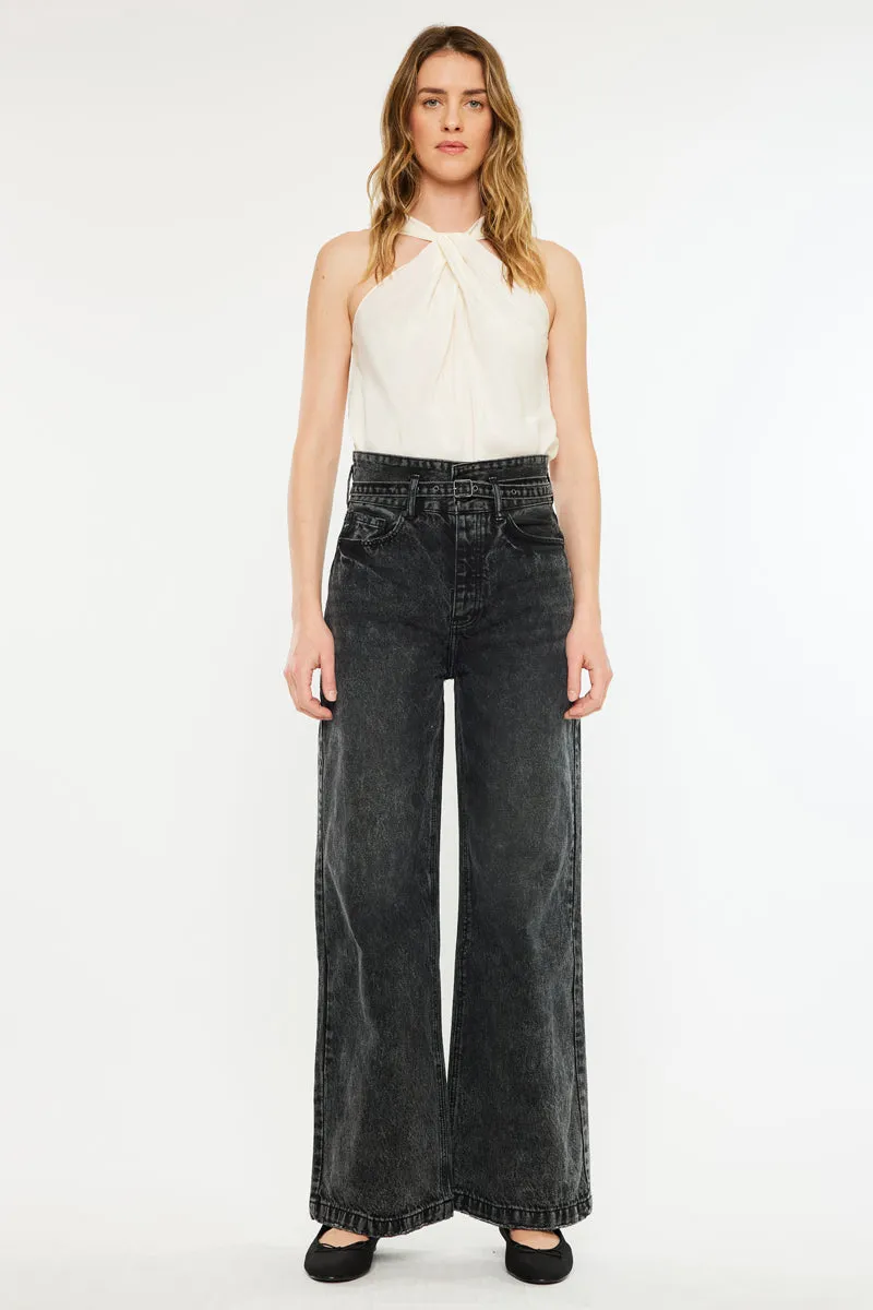 Zinc Ultra High Rise Belted 90's Wide Leg Jeans