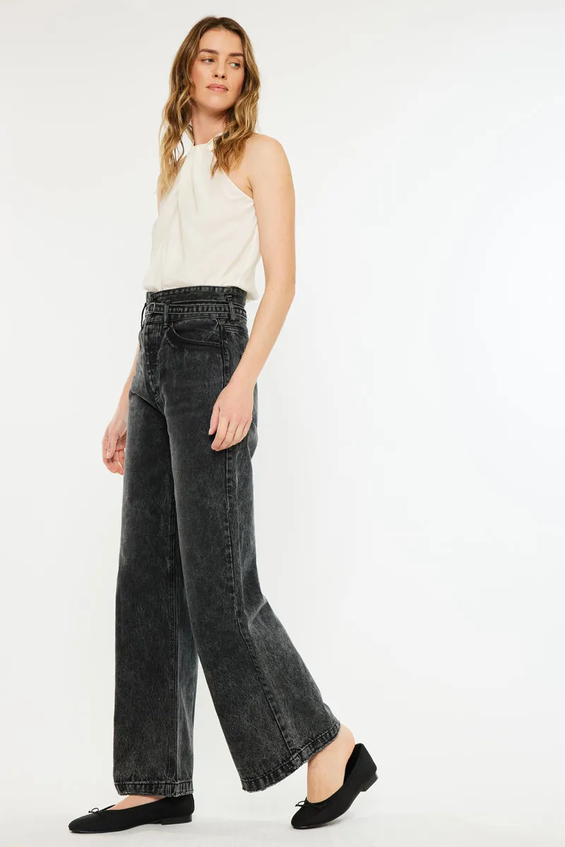 Zinc Ultra High Rise Belted 90's Wide Leg Jeans