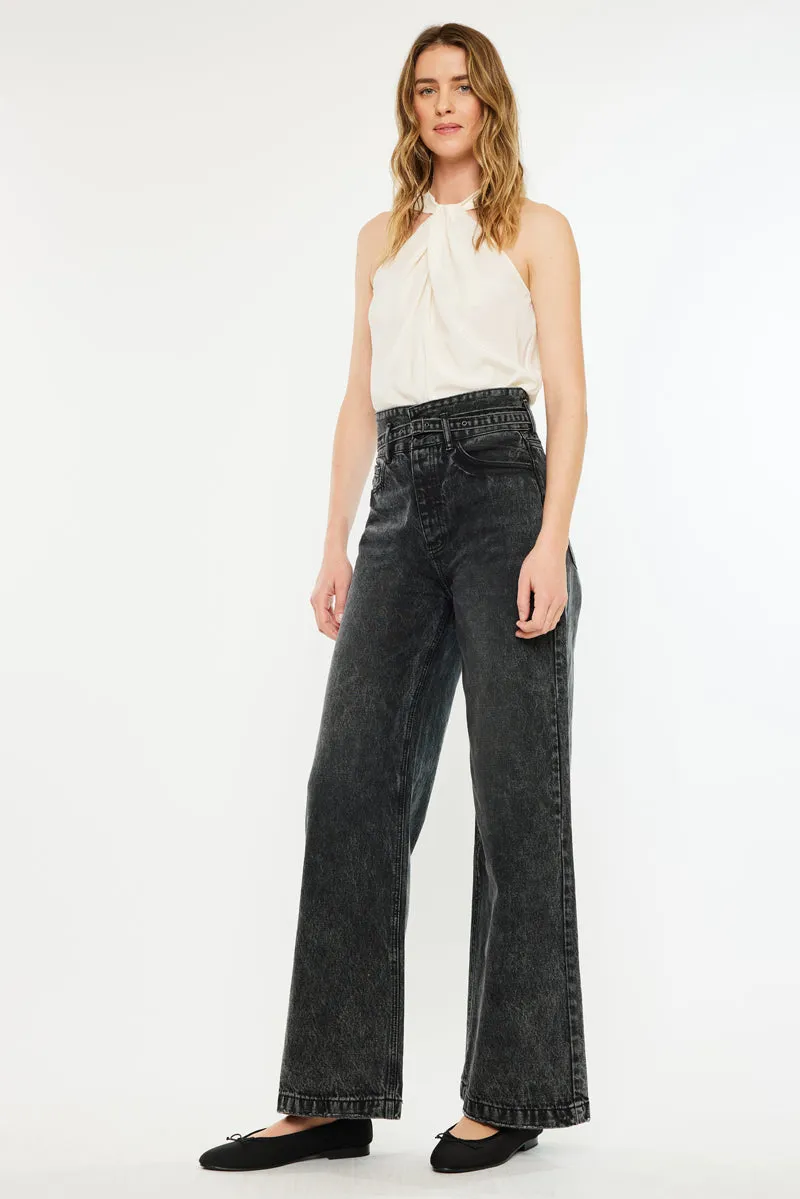 Zinc Ultra High Rise Belted 90's Wide Leg Jeans