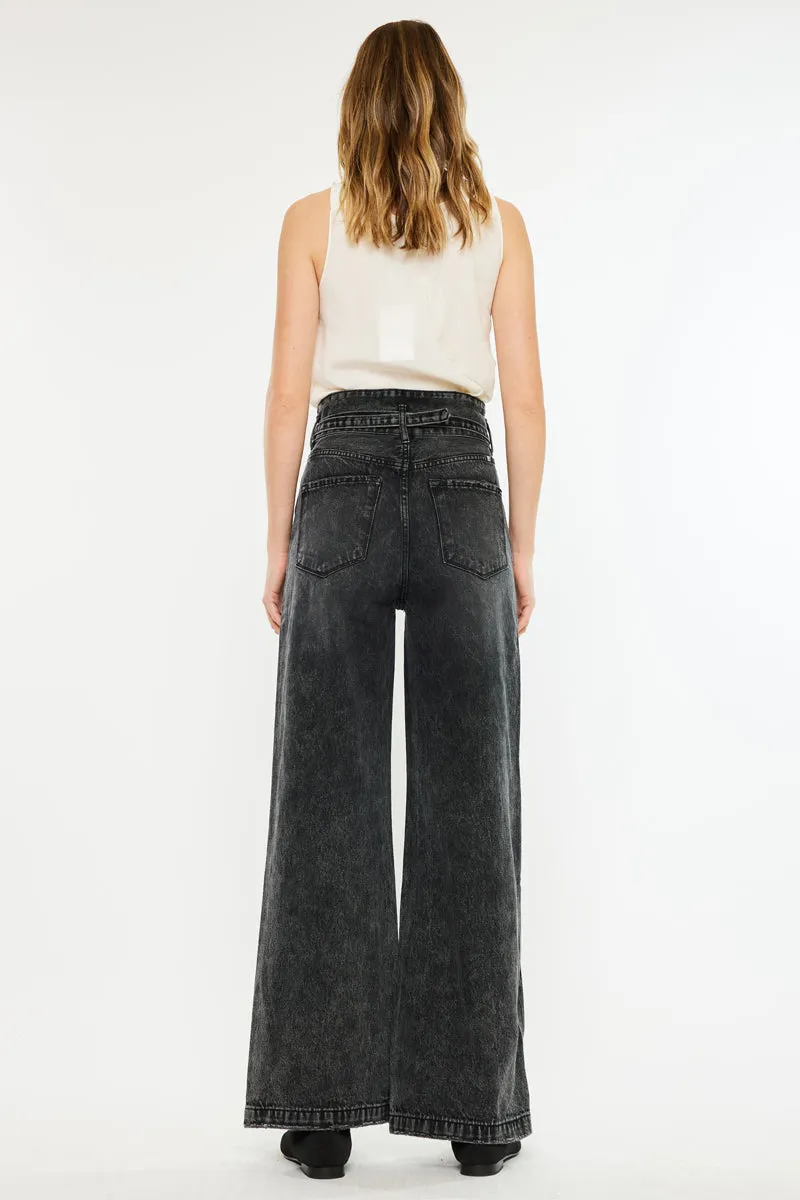 Zinc Ultra High Rise Belted 90's Wide Leg Jeans
