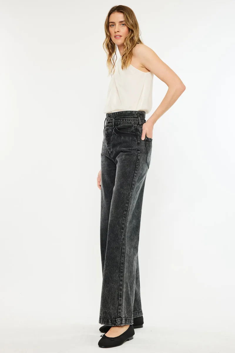 Zinc Ultra High Rise Belted 90's Wide Leg Jeans