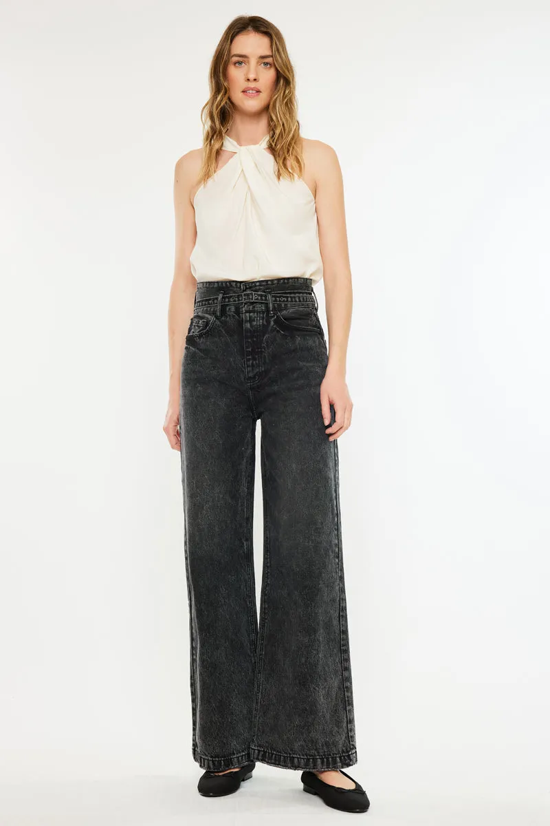 Zinc Ultra High Rise Belted 90's Wide Leg Jeans