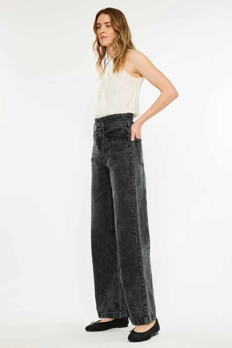 Zinc Ultra High Rise Belted 90's Wide Leg Jeans